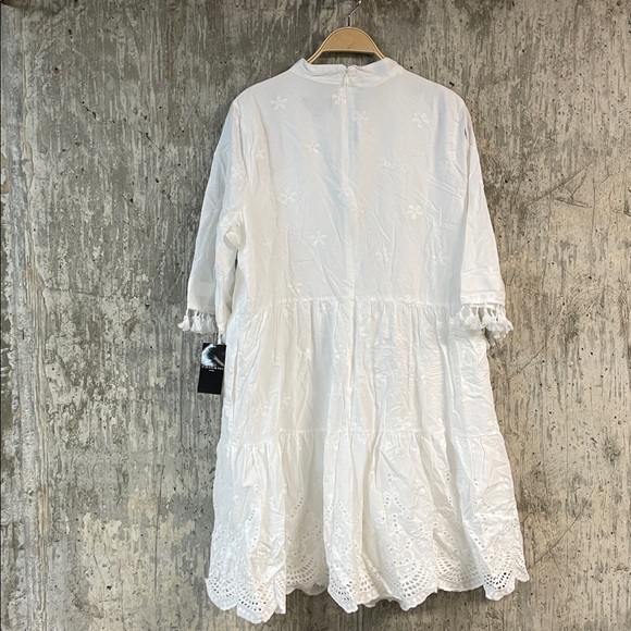TAHARI ASL Women's Tassel-Sleeve Eyelet Mini Dress Size 16 In White - Picture 9 of 10